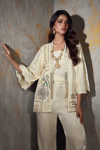 Wardha Saleem | Luxury Pret Fusion Wear | NOEL XL Ivory Lava Silk
