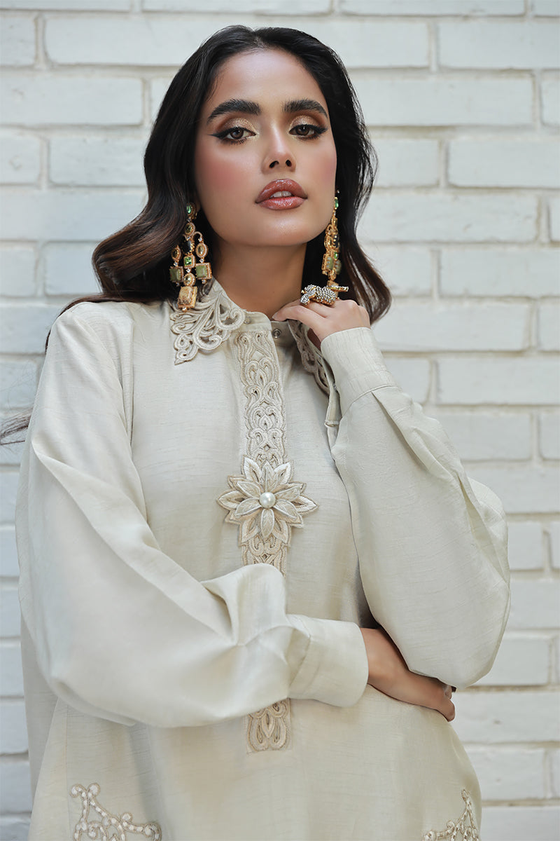 Wardha Saleem | Luxury Pret Traditional Wear | MIA M Off White Korean Raw Silk