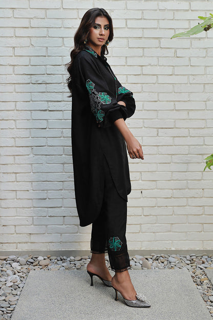 Wardha Saleem | Luxury Pret Traditional Wear | NOYA S Black Korean Raw Silk
