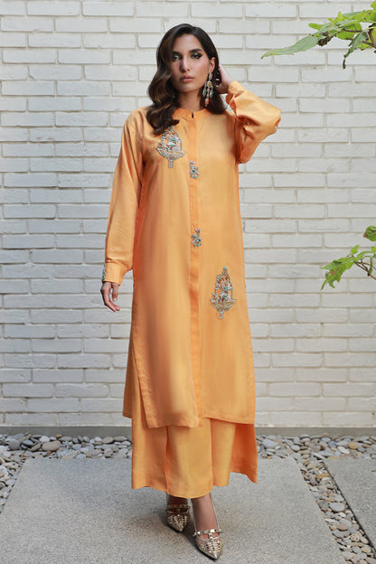 Wardha Saleem | Luxury Pret Traditional Wear | ARZA XL Peach Cotton Silk