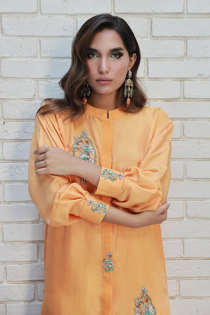 Wardha Saleem | Luxury Pret Traditional Wear | ARZA M Peach Cotton Silk