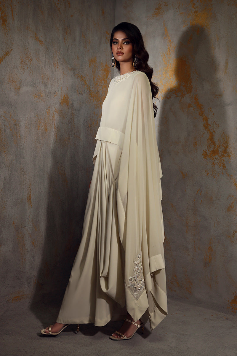 Wardha Saleem | Luxury Pret Fusion Wear | AVA S Off White Georgette