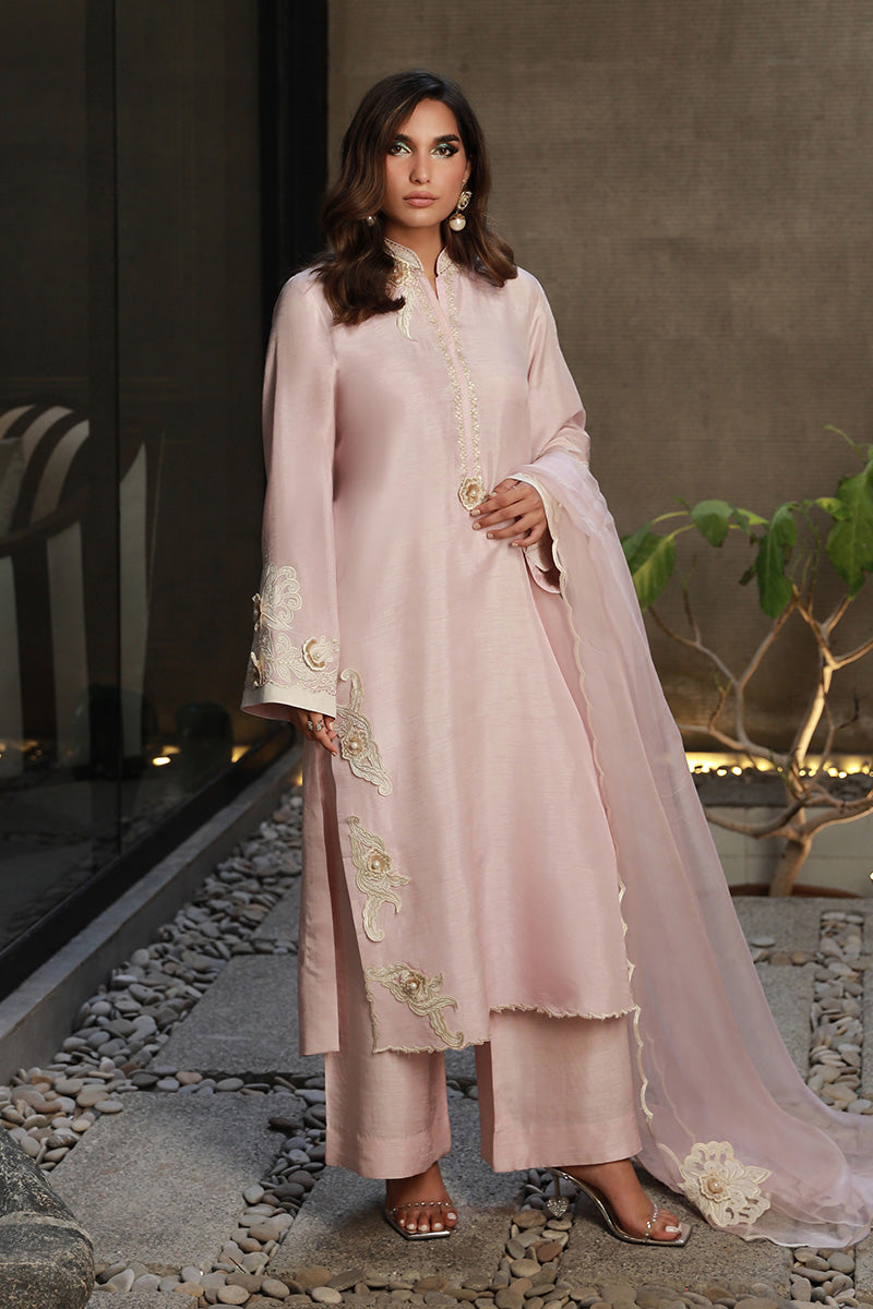 Wardha Saleem | Luxury Pret Traditional Wear | AMAYA XS Powder Pink Korean Raw Silk