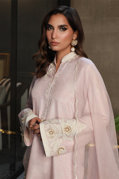 Wardha Saleem | Luxury Pret Traditional Wear | AMAYA L Powder Pink Korean Raw Silk