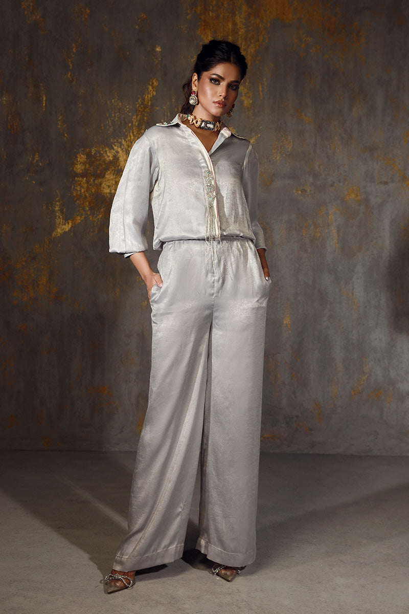 Wardha Saleem | Luxury Pret Fusion Wear | REIA XS Gray Velvet Silk