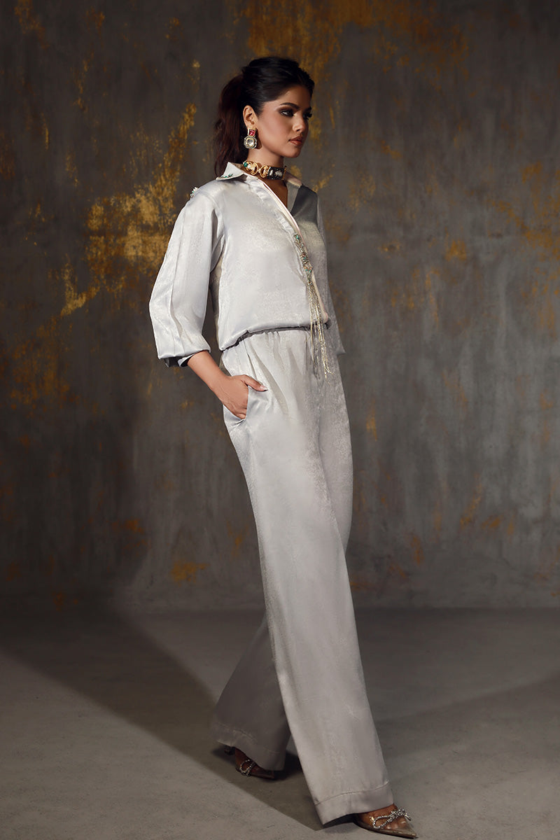 Wardha Saleem | Luxury Pret Fusion Wear | REIA XL Gray Velvet Silk