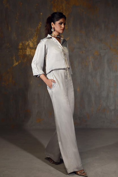 Wardha Saleem | Luxury Pret Fusion Wear | REIA XL Gray Velvet Silk
