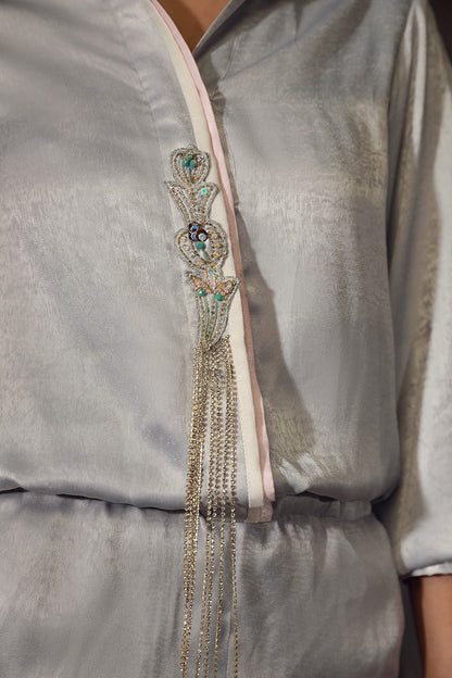 Wardha Saleem | Luxury Pret Fusion Wear | REIA M Gray Velvet Silk