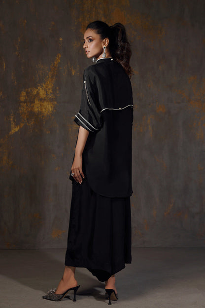 Wardha Saleem | Luxury Pret Fusion Wear | EVA S Black Crepe Silk