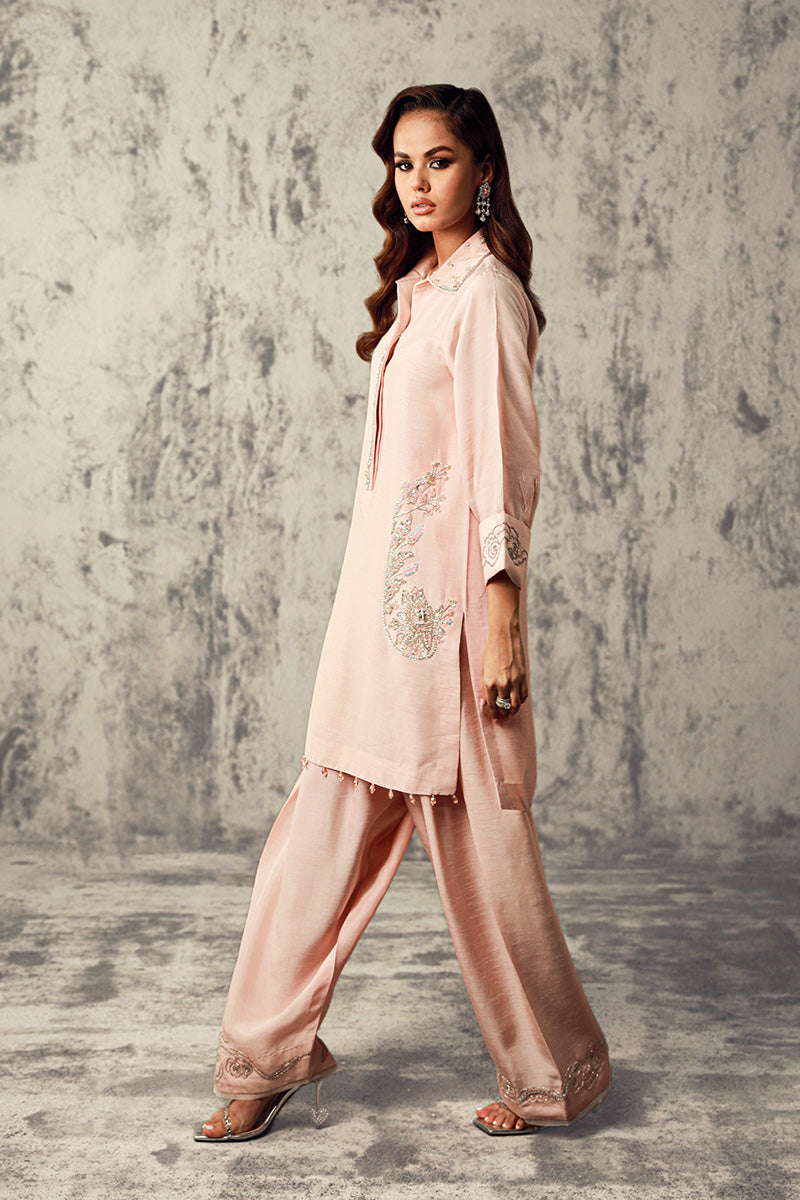 Wardha Saleem | Luxury Pret Traditional Wear | RANIA XL Rose Pink Korean Raw Silk