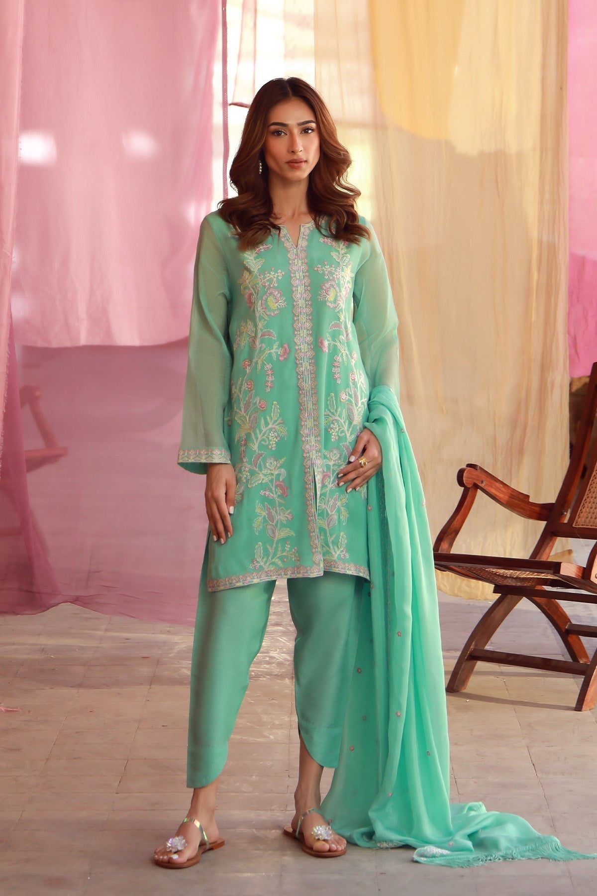 Sahar | Luxe Pret 25 | Mint Petal S Mint Green