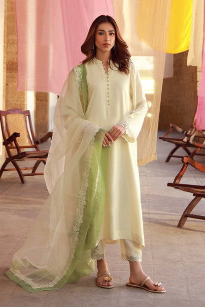 Sahar | Luxe Pret 25 | Ivory Meadow S Pale Yellow Raw Silk