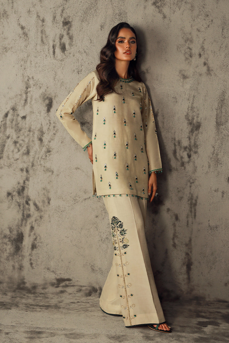 Wardha Saleem | Luxury Pret Traditional Wear | HANA XS Cream Korean Raw Silk