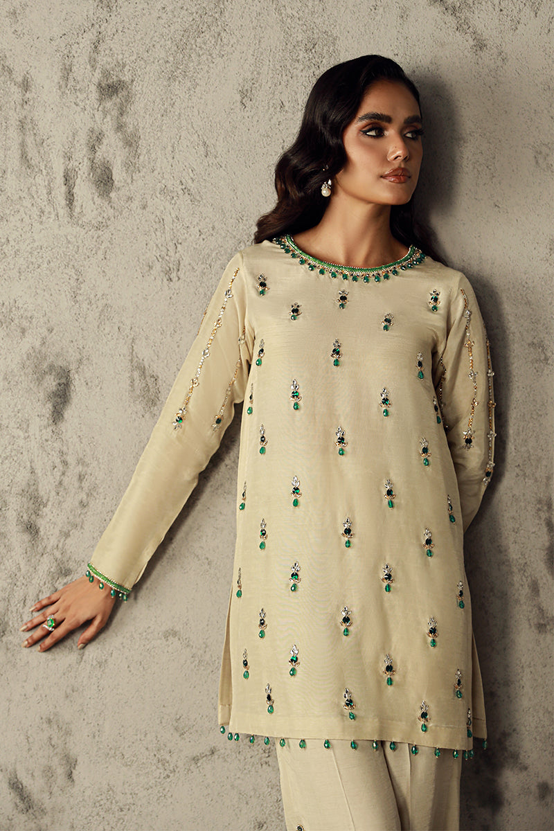 Wardha Saleem | Luxury Pret Traditional Wear | HANA L Cream Korean Raw Silk