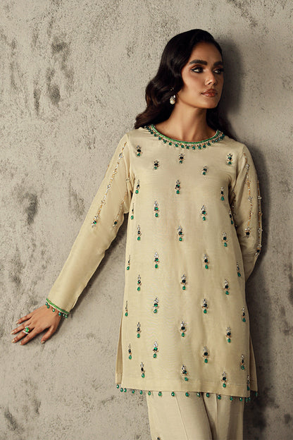 Wardha Saleem | Luxury Pret Traditional Wear | HANA L Cream Korean Raw Silk