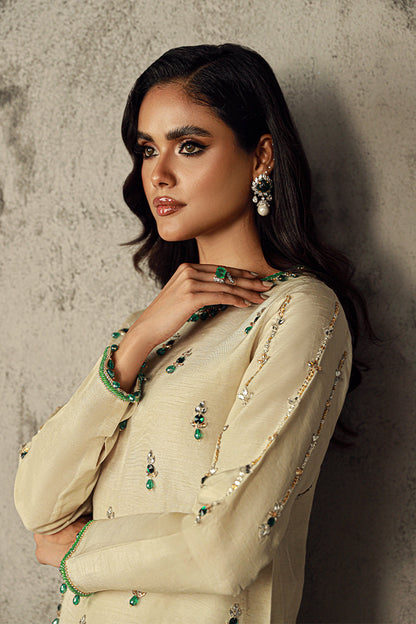 Wardha Saleem | Luxury Pret Traditional Wear | HANA M Cream Korean Raw Silk