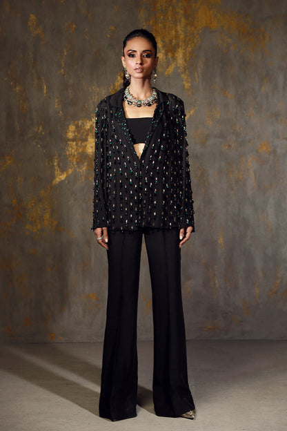 Wardha Saleem | Luxury Pret Fusion Wear | YUNA XS Black Korean Silk