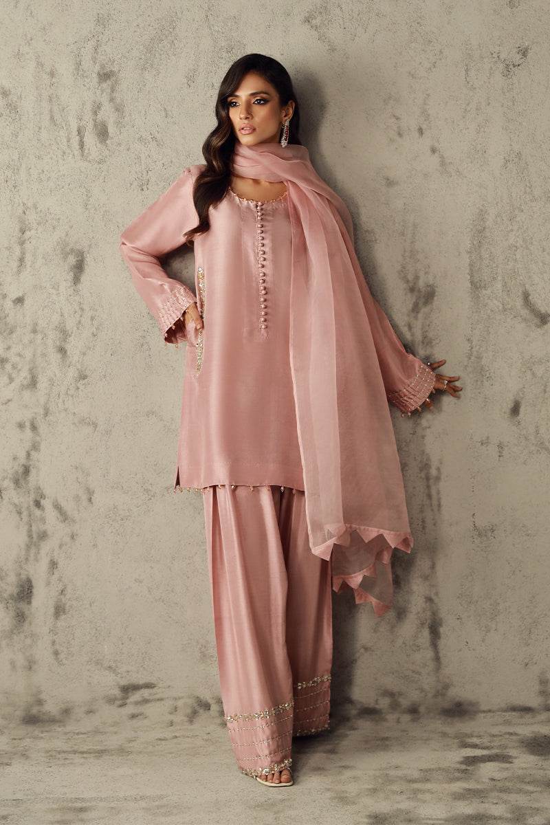 Wardha Saleem | Luxury Pret Traditional Wear | IMAN XS Salmon Pink Pure Raw Silk