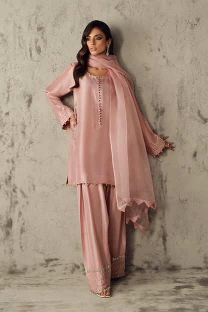 Wardha Saleem | Luxury Pret Traditional Wear | IMAN XS Salmon Pink Pure Raw Silk