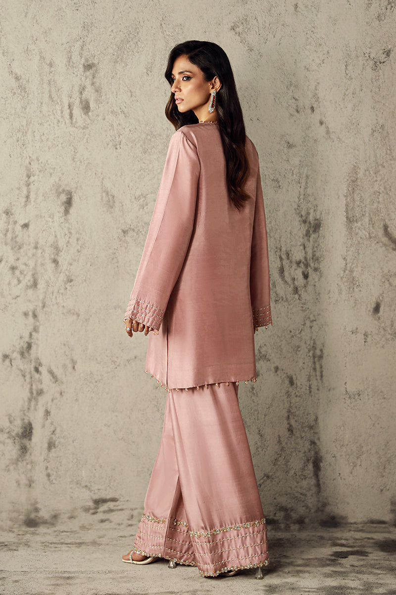 Wardha Saleem | Luxury Pret Traditional Wear | IMAN S Salmon Pink Pure Raw Silk