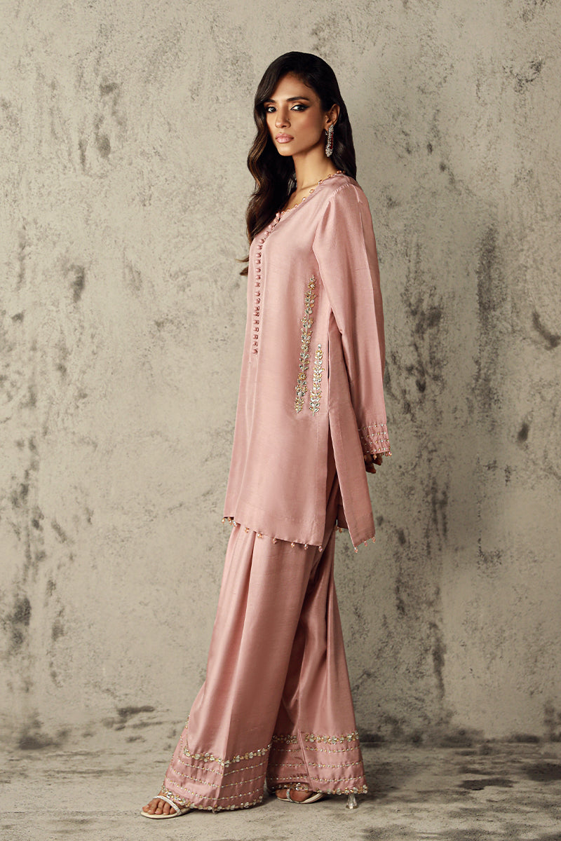 Wardha Saleem | Luxury Pret Traditional Wear | IMAN XL Salmon Pink Pure Raw Silk