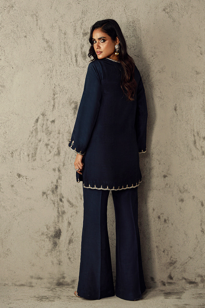 Wardha Saleem | Luxury Pret Traditional Wear | AMIRA S Navy Blue Korean Raw Silk