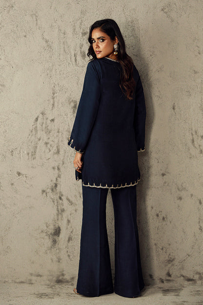 Wardha Saleem | Luxury Pret Traditional Wear | AMIRA S Navy Blue Korean Raw Silk