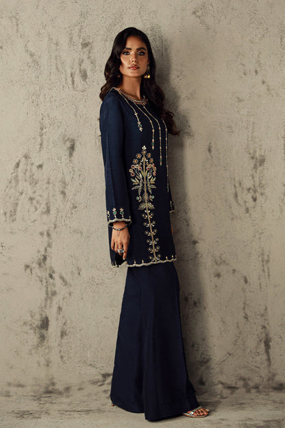 Wardha Saleem | Luxury Pret Traditional Wear | AMIRA XL Navy Blue Korean Raw Silk