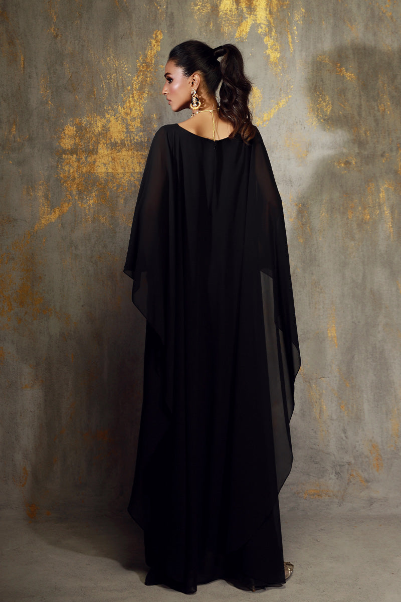 Wardha Saleem | Luxury Pret Fusion Wear | EMI S Black Crepe Silk