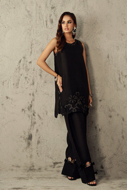Wardha Saleem | Luxury Pret Fusion Wear | RULA S Black Pure Raw Silk