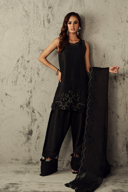 Wardha Saleem | Luxury Pret Fusion Wear | RULA XL Black Pure Raw Silk