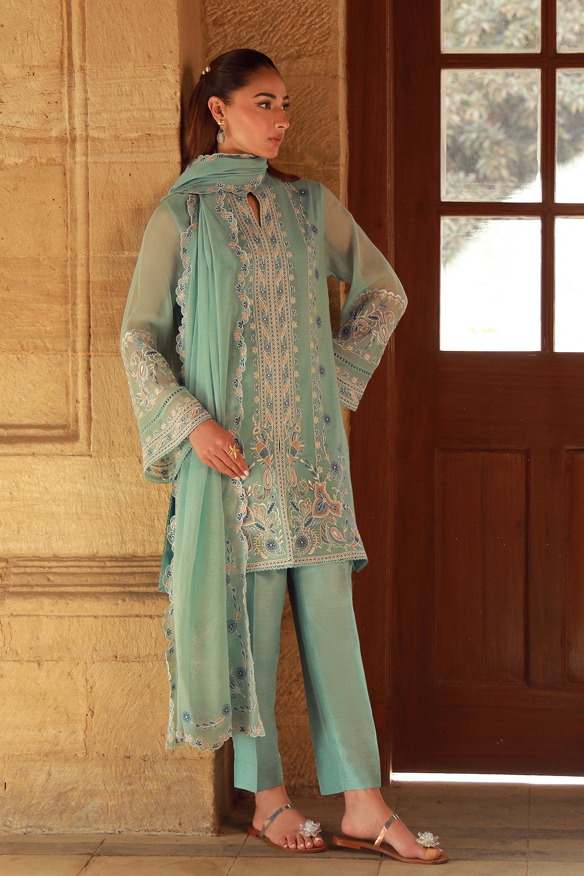 Sahar | Luxe Pret 25 | Persian Turquoise M Aqua Cotton Net