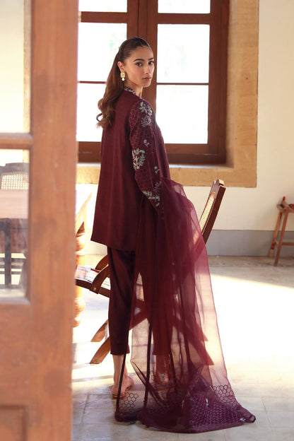 Sahar | Luxe Pret 25 | Atelier Royale M Maroon Raw Silk