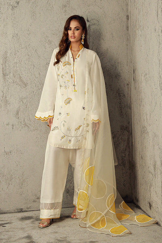 Wardha Saleem | Luxury Pret Traditional Wear | SUHA XS Off White Korean Raw Silk