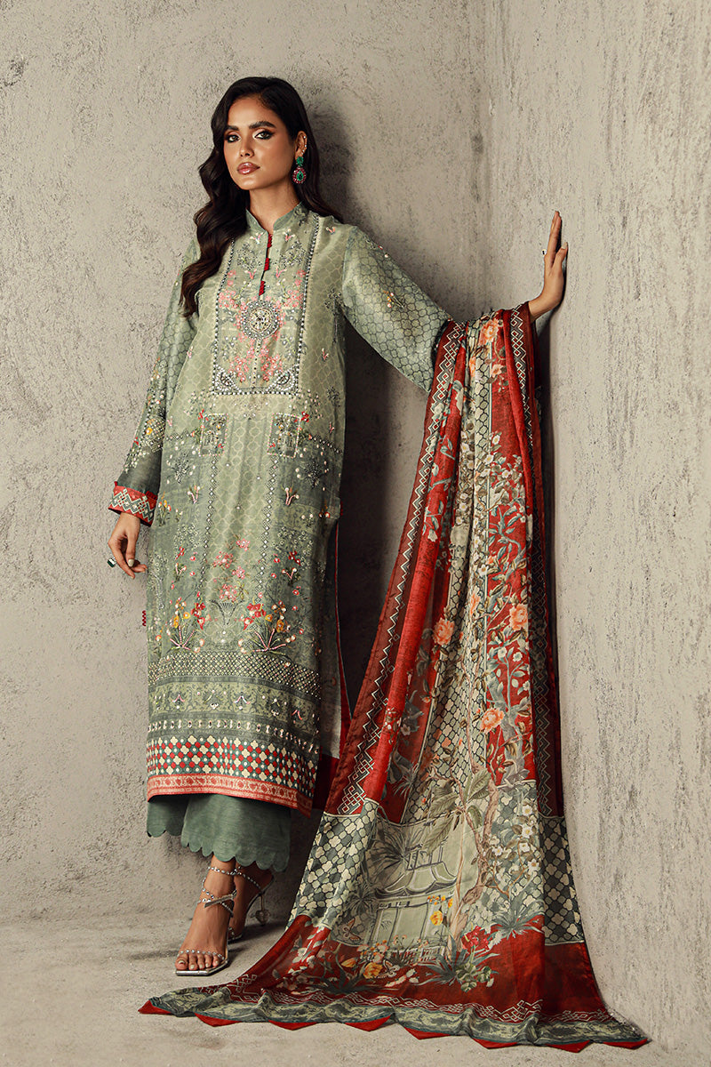 Wardha Saleem | Luxury Pret Traditional Wear | RIHAM XS Pistachio Green Pure Raw Silk