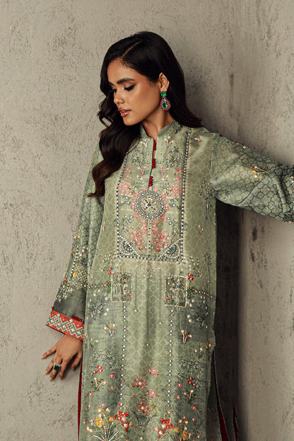 Wardha Saleem | Luxury Pret Traditional Wear | RIHAM L Pistachio Green Pure Raw Silk