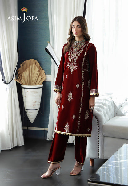 Asim Jofa | Velvet Edit | AJVG-02 S Maroon Velvet