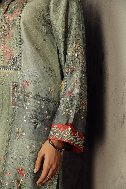 Wardha Saleem | Luxury Pret Traditional Wear | RIHAM M Pistachio Green Pure Raw Silk