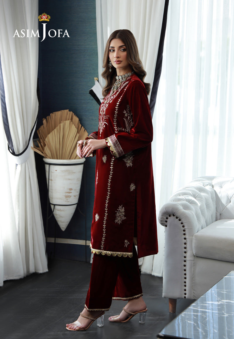 Asim Jofa | Velvet Edit | AJVG-02 L Maroon Velvet