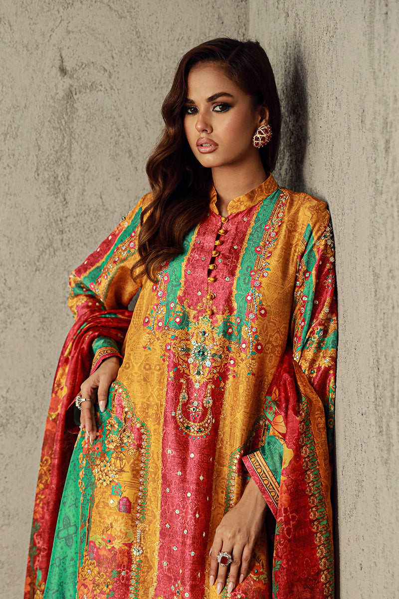 Wardha Saleem | Luxury Pret Traditional Wear | ARWA L Mustard Pure Raw Silk