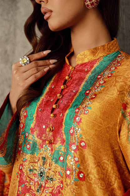 Wardha Saleem | Luxury Pret Traditional Wear | ARWA M Mustard Pure Raw Silk