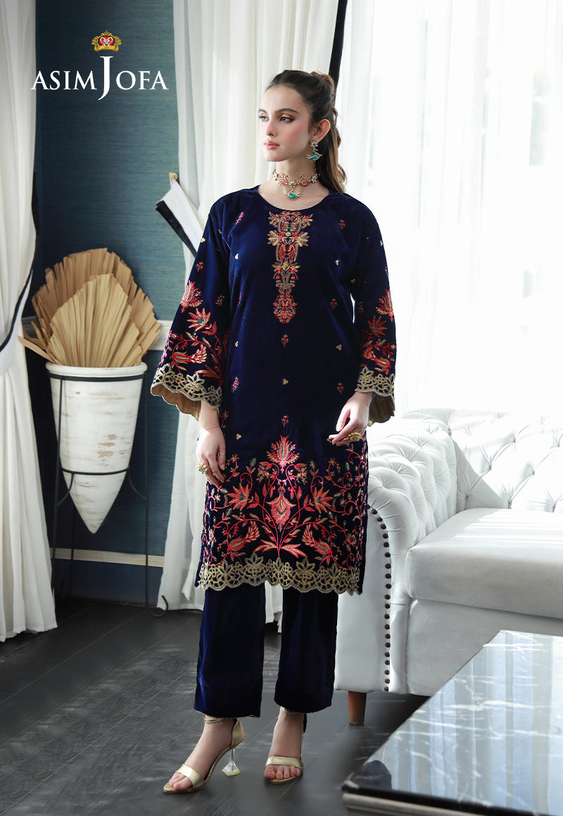 Asim Jofa | Velvet Edit | AJVG-03 S Navy Blue Velvet