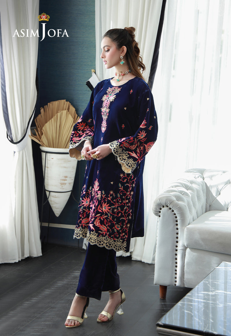 Asim Jofa | Velvet Edit | AJVG-03 L Navy Blue Velvet