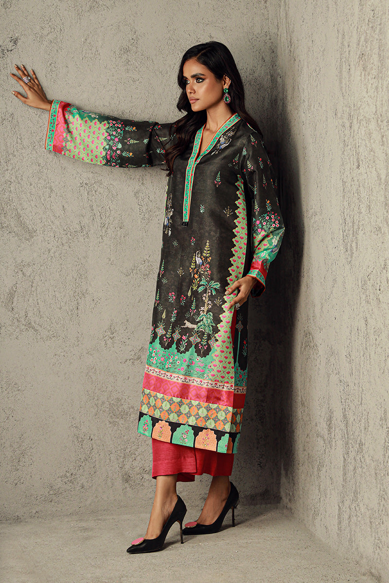 Wardha Saleem | Luxury Pret Traditional Wear | NAHA L Black Pure Raw Silk