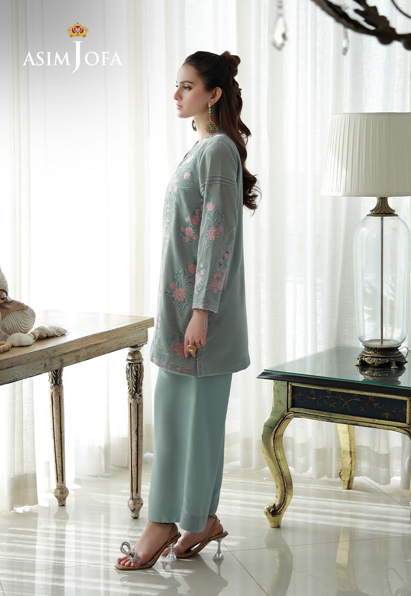 Asim Jofa | Velvet Edit | AJVG-07 M Ice Blue Velvet