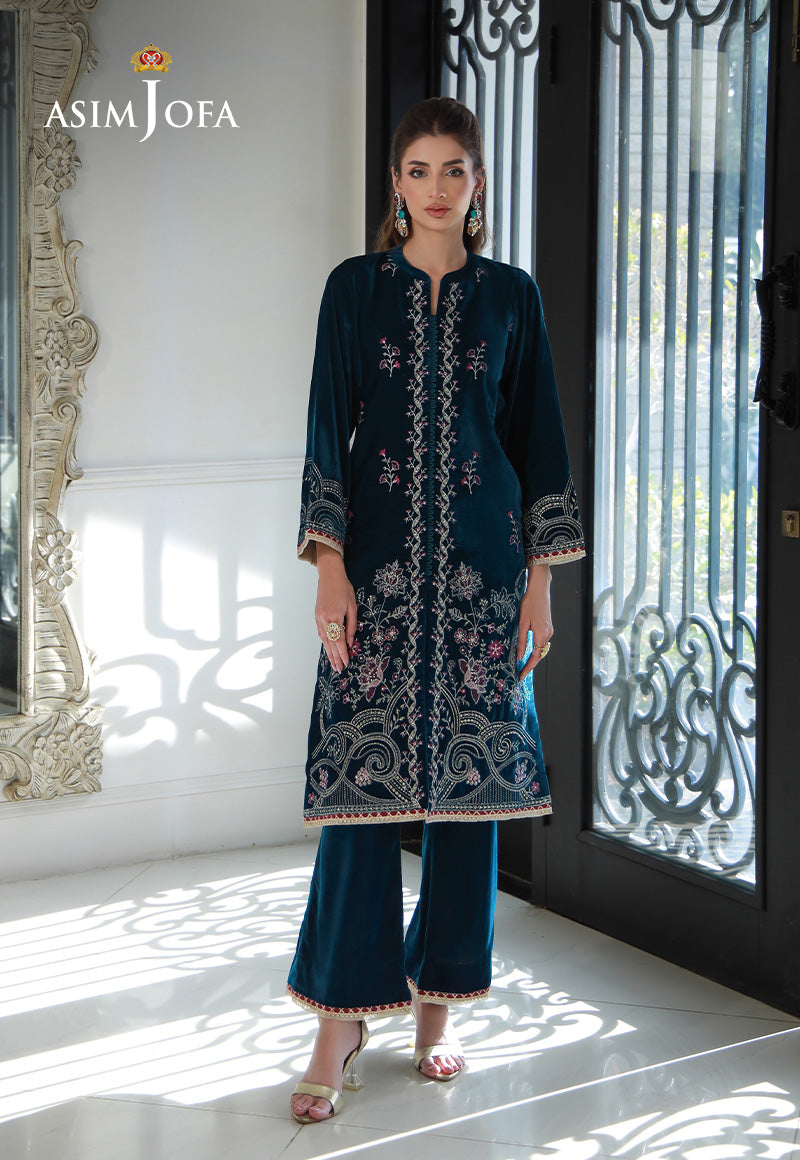 Asim Jofa | Velvet Edit | AJVG-09 S Teal Velvet