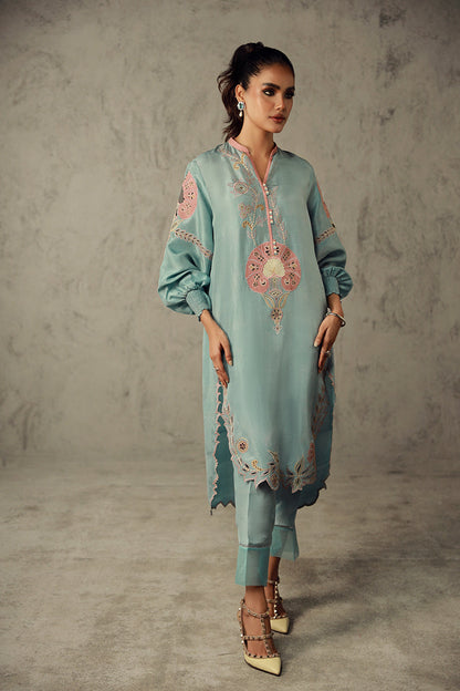 Wardha Saleem | Luxury Pret Traditional Wear | AMARA XS Sky Blue Pure Raw Silk