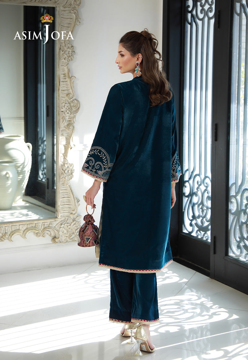 Asim Jofa | Velvet Edit | AJVG-09 M Teal Velvet