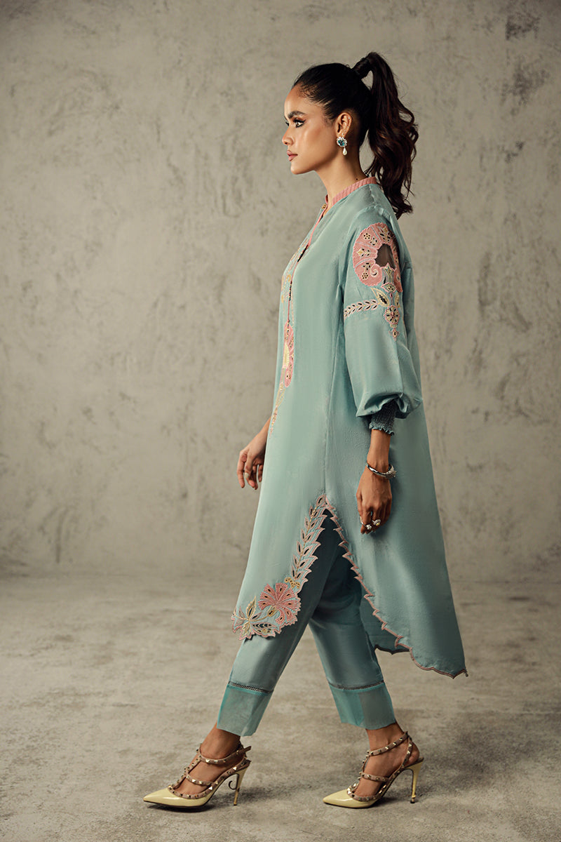 Wardha Saleem | Luxury Pret Traditional Wear | AMARA M Sky Blue Pure Raw Silk