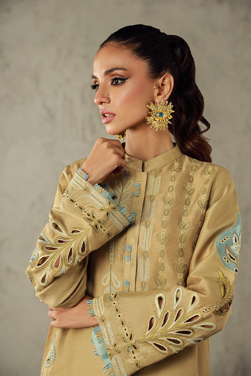 Wardha Saleem | Luxury Pret Traditional Wear | AMANI L Gold Pure Raw Silk
